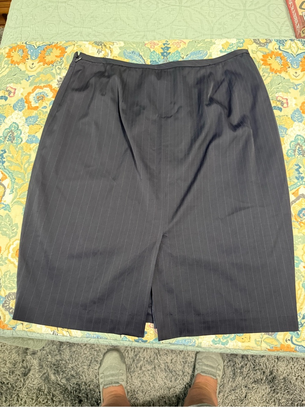 Ann Taylor Black Pinstripe Pencil Skirt